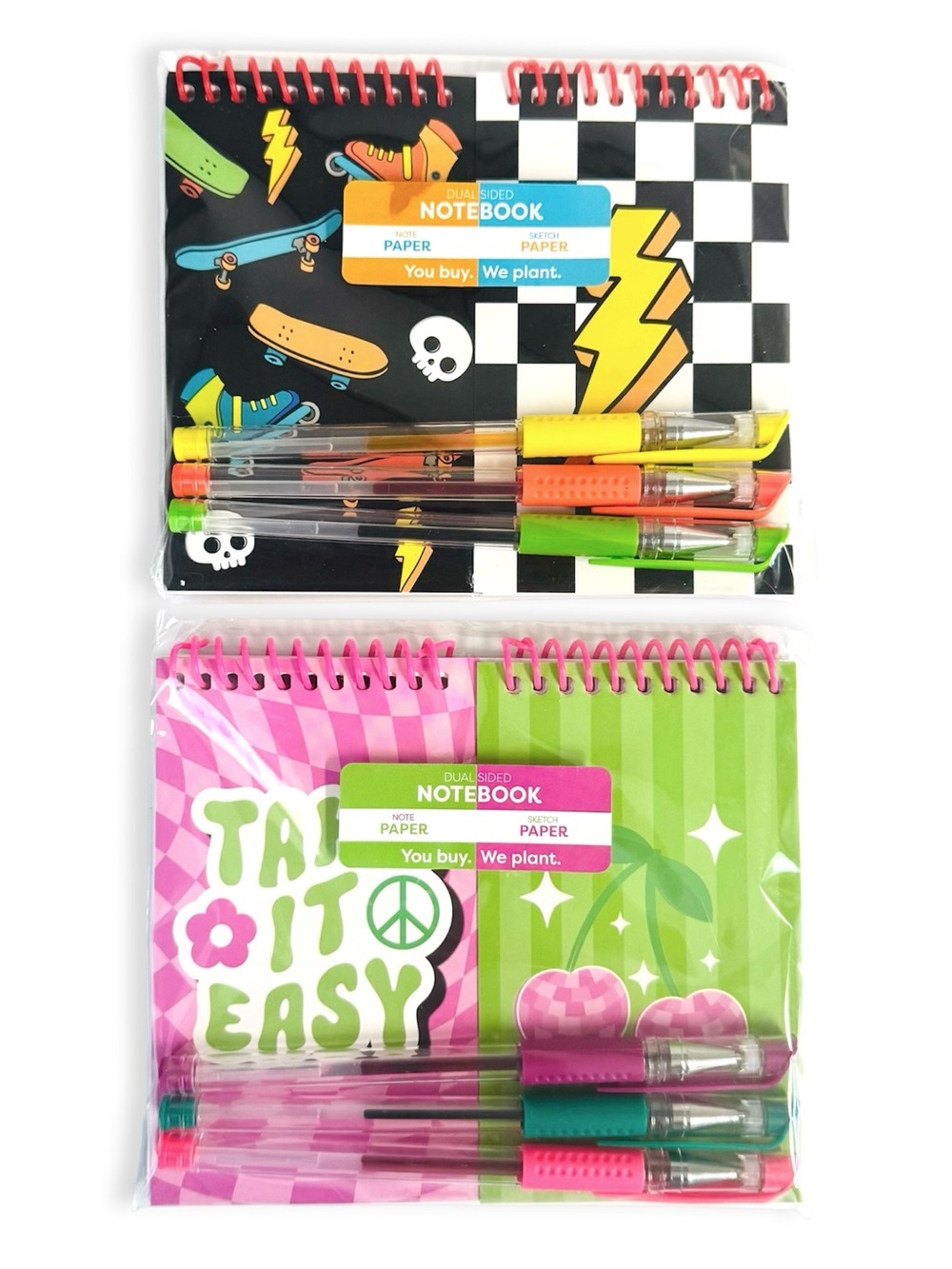 U Style Retro Cherry Skater Notebook Sketchbook Gel Pens Stationary Set NWT